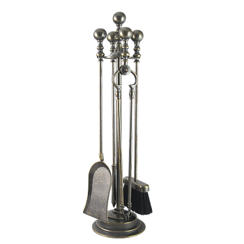 Каминный набор Бочча 4 предмета на подставке под бронзу AL-80-350-B-ANT