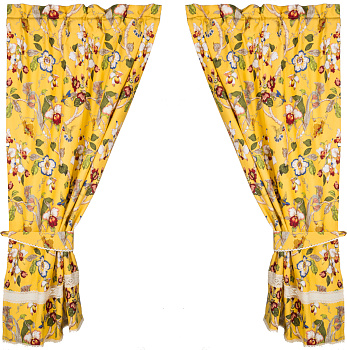 КОМПЛЕКТ ШТОР 2 ШТ С ПРИХВАТАМИ "ПАРАДИЗ" 100*180 СМ, 100% ХЛОПОК,ЖЕЛТЫЕ (850-815-1)