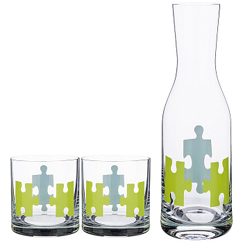 НАБОР ДЛЯ ВОДЫ: ГРАФИН + 2 СТАКАНА 1100/450 МЛ., ВЫСОТА=30,5/9,5 СМ. (674-710)