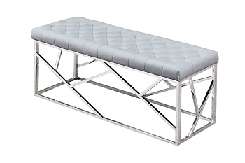 Банкетка АРТ ДЕКО вельвет серый нержавеющая сталь серебро обивка сиденья вельвет