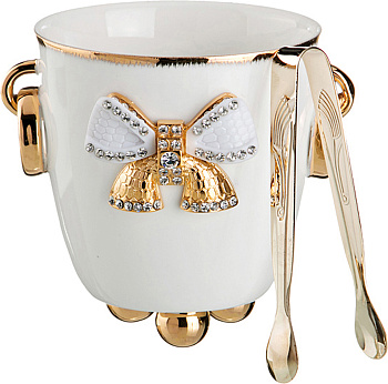 ВЕДЕРКО ДЛЯ ЛЬДА "VENEZIA" 400 МЛ + ЩИПЦЫ ДЛЯ ЛЬДА (55-2558)