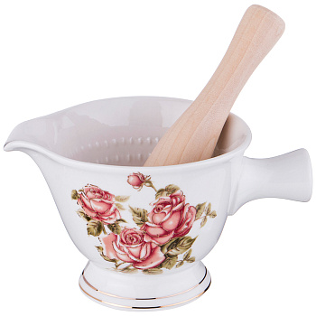 СТУПКА С ПЕСТИКОМ "КОРЕЙСКАЯ РОЗА" 16*11*9 СМ. (54-342)