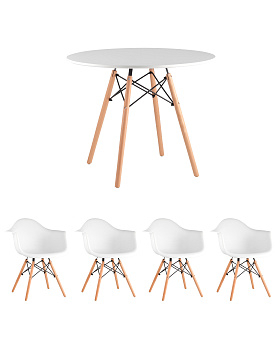 Комплект обеденный стол Eames 120*80, 4 стула Eames DAW