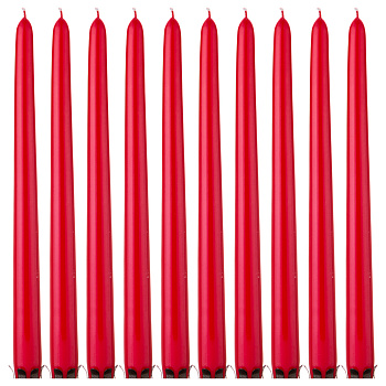 НАБОР СВЕЧЕЙ ИЗ 10 ШТ.ЛАКИРОВАННЫЙ КРАСНЫЙ ВЫСОТА=29 (348-642)