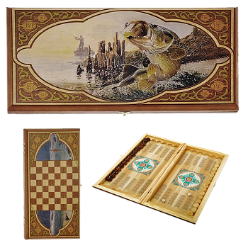 Нарды в деревянной коробке Рыбалка SA-RI-M