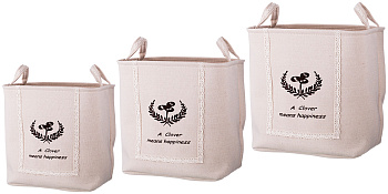 НАБОР КОРЗИН ДЛЯ БЕЛЬЯ С РУЧКАМИ ИЗ 3-Х ШТ L: 43*34*42/M:39*30*39/S:35*26*37 СМ. (190-184)