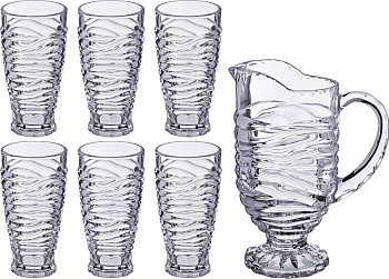 НАБОР ДЛЯ СОКА/ВОДЫ "MUZA" 7ПР.: КУВШИН 1500 МЛ + 6 СТАКАНОВ 300 МЛ (195-140)