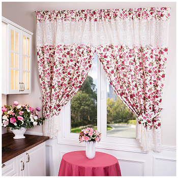 ШТОРА КУХОННАЯ С ПОДХВАТАМИ 145*180 СМ ИЗ 2ШТ "РОЗА" 100% Х/Б (850-816-11)