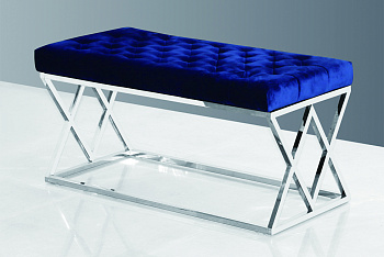 Банкетка ИНСИГНИЯ вельвет синий сталь серебро