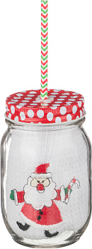 ПОЛОТЕНЦЕ ВАФЕЛЬНОЕ 35*50 СМ., 100% ХЛОПОК + БАНОЧКА ДЛЯ КОКТЕЙЛЯ С ТРУБОЧКОЙ 500 МЛ. (825-036)