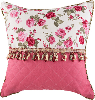 ПОДУШКА ДЕКОРАТИВНАЯ 45Х45СМ, "РОЗА", ХЛОПОК 100%+СИНТИПОН, ШАМПАНЬ (850-816-62)