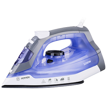 УТЮГ HOTTEK HT-955-005 2200ВТ, АНТИПРИГАРНАЯ ПОДОШВА, ЦВЕТ ФИОЛЕТОВЫЙ (955-005)