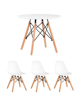 Комплект детский Eames стол и 3 стула белые