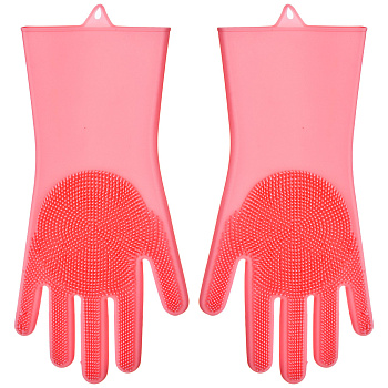 СИЛИКОНОВЫЕ ПЕРЧАТКИ ДЛЯ МЫТЬЯ ПОСУДЫ 31*15 СМ (923-112)
