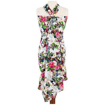 ПАРЕО 120*180 + МЕШОЧЕК , 100% ХЛОПОК, ЯРКИЕ  ЦВЕТЫ, (850-856-4)