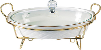 МАРМИТ СО СТЕКЛЯННОЙ КРЫШКОЙ НА МЕТАЛ. ПОДСТАВКЕ 1,5 Л. 36*23*12 СМ. (772-060)