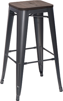 Стул барный TOLIX WOOD серебристый матовый