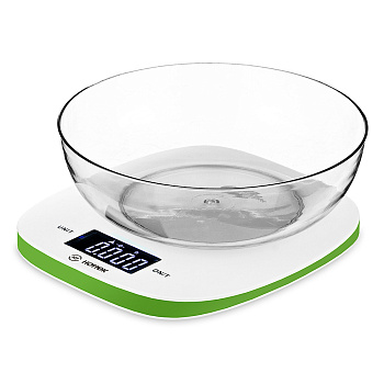 ВЕСЫ КУХОННЫЕ С ЧАШЕЙ HT-962-005, ПЛАСТИК 8*19*19 СМ. МАКС. ВЕС=5 КГ (962-005)