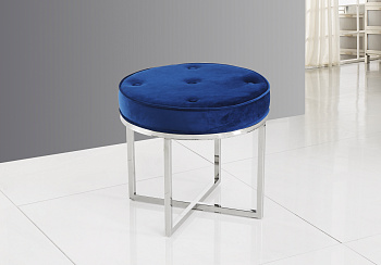 Банкетка САПФИР вельвет синий сталь серебро