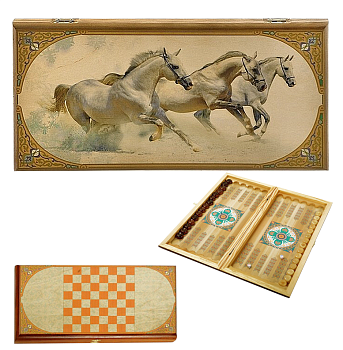 Нарды в деревянной коробке Лошади SA-LI-L