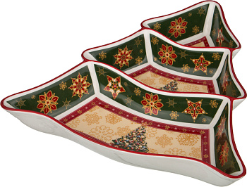 МЕНАЖНИЦА 3-Х СЕКЦИОННАЯ "CHRISTMAS COLLECTION" 24*24 СМ ВЫСОТА=5 СМ (586-053)