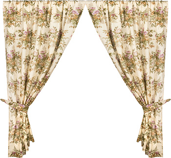 ШТОРА С ПОДХВАТАМИ 150*250 СМ ИЗ 2ШТ  100% Х/Б,МОЛОЧНАЯ (850-835-2)