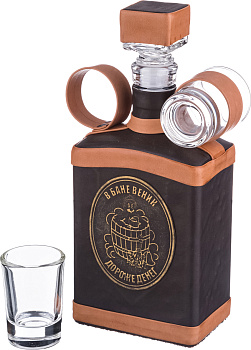 НАБОР "В БАНЕ ВЕНИК ДОРОЖЕ ДЕНЕГ":ШТОФ+2 СТОПКИ 500/30 МЛ. (352-315)