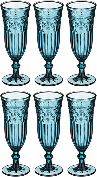 НАБОР БОКАЛОВ ДЛЯ ШАМПАНСКОГО ИЗ 6 ШТ."ИНДИГО" 180 МЛ.ВЫСОТА=19 СМ. СЕРИЯ "MUZA COLOR" (228-036)