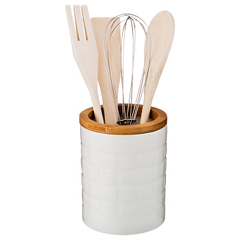 НАБОР КУХОННЫХ ПРИБОРОВ В ПОДСТАВКЕ ДИАМЕТР=10 СМ ВЫСОТА=13 СМ (587-111)