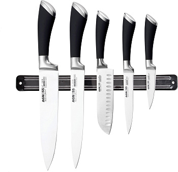 НАБОР НОЖЕЙ AGNESS 6 ПР.С МАГНИТНЫМ ДЕРЖАТЕЛЕМ НЕРЖ.СТАЛЬ (911-006)