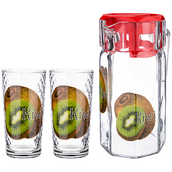 НАБОР: КУВШИН 1700 МЛ + 2 СТАКАНА 250МЛ. ВЫСОТА=23/12,5 СМ. (381-1030)