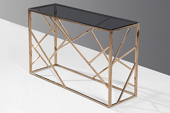 Консоль АРТ ДЕКО 115*30 розовое золото стекло smoke