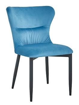 Стул Лилиан вельвет бирюзовый мягкая обивка, черные металлические ножки