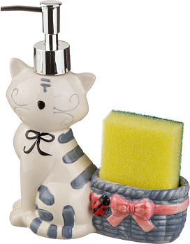 ДОЗАТОР ДЛЯ ЖИДКОГО СРЕДСТВА "ЛЯ МУР" 300 МЛ. В=16 СМ.+ПОДСТАВКА ПОД ГУБКУ+ГУБКА (490-139)