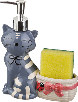 ДОЗАТОР ДЛЯ ЖИДКОГО СРЕДСТВА "ЛЯ МУР" 300 МЛ. В=16 СМ.+ПОДСТАВКА ПОД ГУБКУ+ГУБКА (490-140)