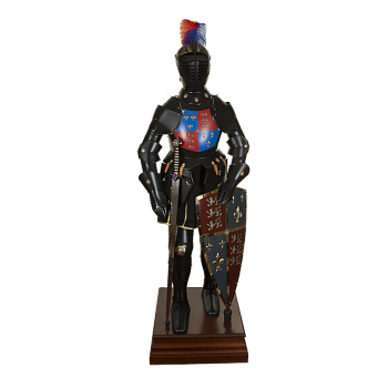 Рыцарь в боевых доспехах с мечом и щитом полноразмерный Черный Принц AG-704