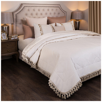 КОМПЛЕКТ НА КРОВАТЬ ИЗ ПОКРЫВАЛА И 2-Х НАВ "ВЕРСАЛЬ" 250х230,50Х70-2ШТ,КРЕМ, 100% ПЭ (850-903-59)