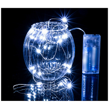 ГИРЛЯНДА "НИТЬ" 20LED, 2 М, ЦВЕТ БЕЛЫЙ ХОЛОДНЫЙ, БЕЗ БАТАРЕЕК (786-305)