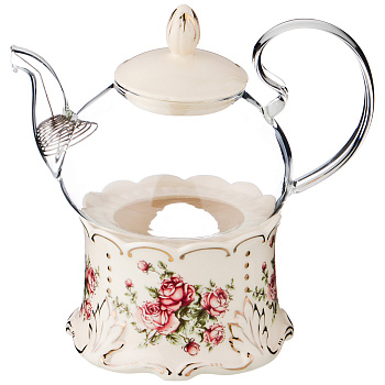 ЗАВАРОЧНЫЙ ЧАЙНИК "КОРЕЙСКАЯ РОЗА" 600 МЛ. НА ПОДСТАВКЕ (797-079)