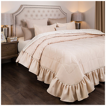 КОМПЛЕКТ НА КРОВАТЬ ИЗ ПОКРЫВАЛА И 2-Х НАВ "БАРОККО" 250х230,50Х70-2ШТ,КРЕМ, 100% ПЭ (850-903-56)