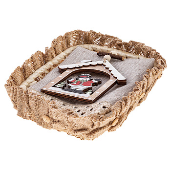 НАБОР ПОЛОТЕНЕЦЕ В КОРЗИНЕ "ПРАЗДНИК" 60Х40СМ,СЕРЫЙ,ЛЁН100%, КРУЖЕВО (850-840-70)