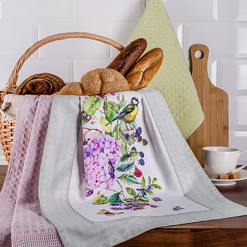 НАБОР ПОЛОТЕНЕЦ ИХ 3-Х ШТ "БОТАНИКА", 40Х70СМ,СИРЕНЕВЫЙ\ЗЕЛЁНЫЙ 100%Х\Б (850-702-61)