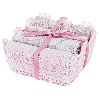 КОМПЛЕКТ ИЗ 4-Х САЛФЕТОК 40*40 СМ. В КОРЗИНКЕ, РОЗОВЫЙ/БЕЖЕВЫЙ, Х/Б 100%, (850-840-39)