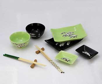 Восточная посуда набор для суши и роллов на 2 персоны CC-SP-242-BL