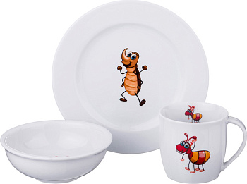 НАБОР ПОСУДЫ НА 1 ПЕРСОНУ 3 ПР. "ЗВЕРЯТА": КРУЖКА +БЛЮДЦЕ+ТАРЕЛКА 300 МЛ. ВЫСОТА=8 СМ. (606-835)