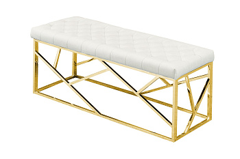 Банкетка АРТ ДЕКО вельвет бежевый нержавеющая сталь золото обивка сиденья вельвет