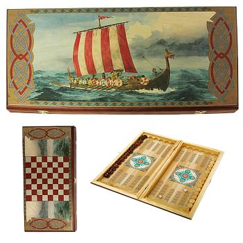 Нарды в деревянной коробке Викинги SA-VI-M