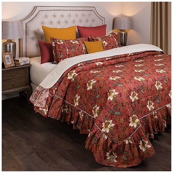 КОМПЛЕКТ НА КРОВАТЬ ИЗ ПОКРЫВАЛА И 2-Х НАВ "МАГНОЛИЯ" 250х230,50Х70-2ШТ,КОРИЧН, 100% ПЭ (850-903-72)