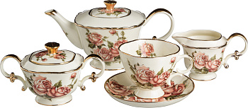 ЧАЙНЫЙ СЕРВИЗ НА 6 ПЕРСОН, 15 ПР. "КОРЕЙСКАЯ РОЗА" 750/350/220/250МЛ. ПОД.УПАК. (215-023)
