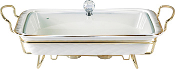 МАРМИТ СО СТЕКЛЯННОЙ КРЫШКОЙ НА МЕТАЛ. ПОДСТАВКЕ 1,8 Л. 40*18*10 СМ. (772-057)